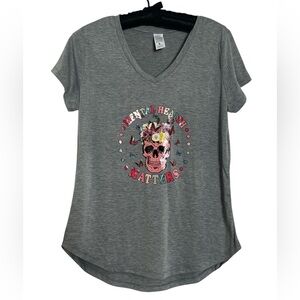 Screenprint Mental Health Gray Tee with Colorful Skull Design